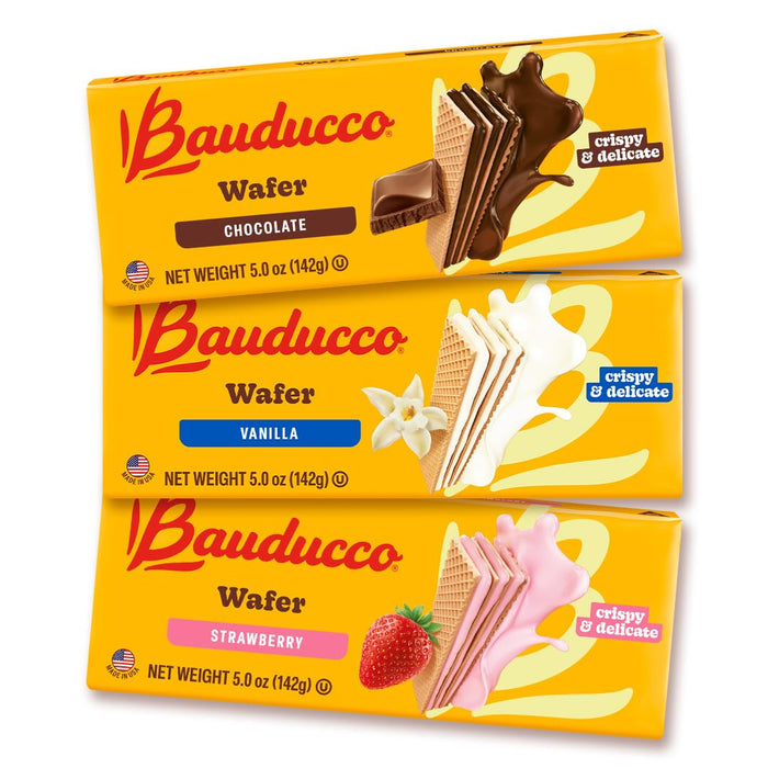 Bauducco Chocolate Wafers - Crispy Wafer Cookies With 3 Delicious, Indulgent, Decadent Layers of Chocolate Flavored Cream - Delicious Sweet Snack or Desert - 5.0 oz (Pack of 1)