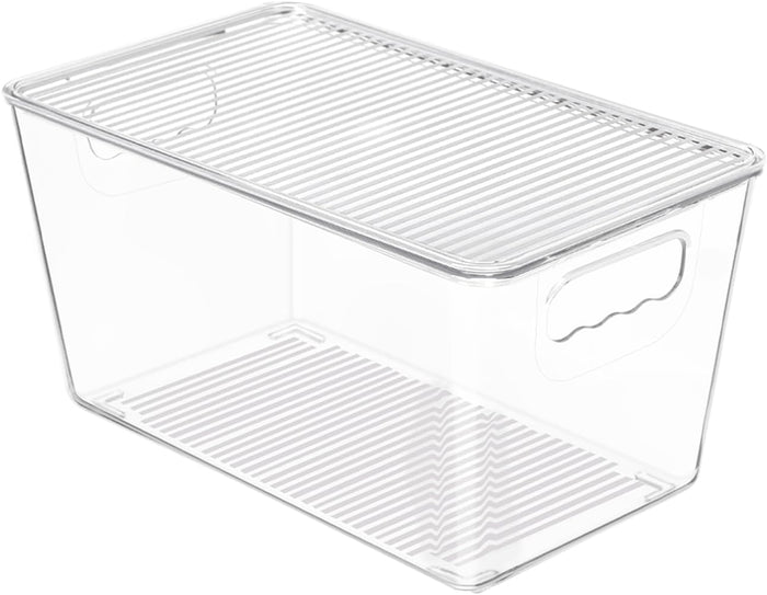 Vtopmart 6 Pack Clear Stackable Storage Bins with Lids, Large Plastic Containers with Handle for Pantry Organizer and Storage,Perfect for Bathroom,Cabinet,Kitchen,Fridge,Closet Organization