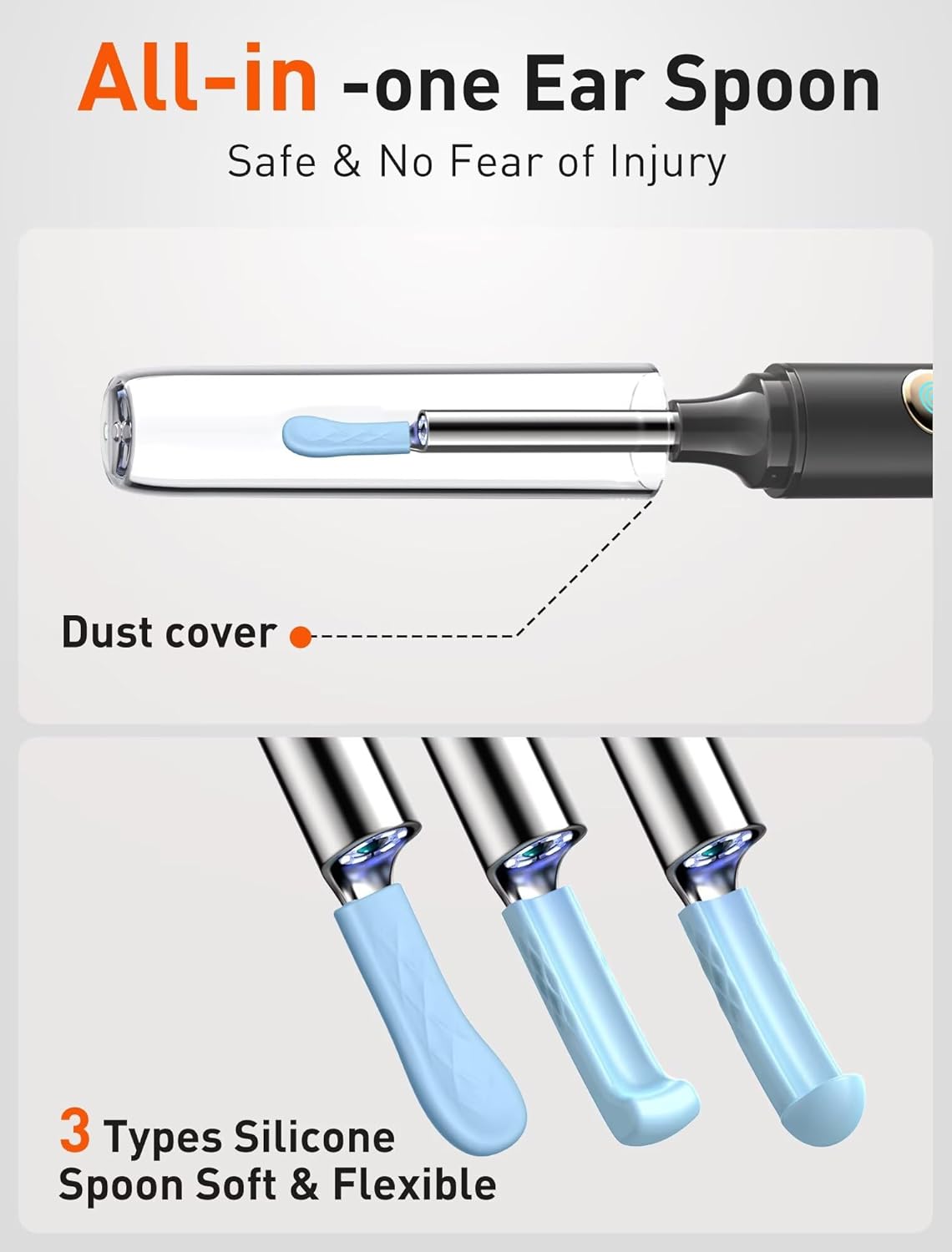 Ear Wax Removal Tool Camera - Ear Cleaner with 1080P HD Camera, FSA - HSA Store Eligible, Otoscope with Light, Earwax Removal Kit with 50 Replacement Tips for iPhone, iPad, Android Phones (Black)