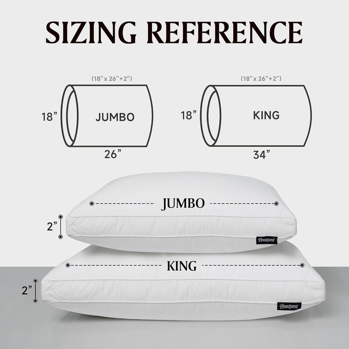 Beautyrest Goose Feather Down Fiber Gusseted Hotel Luxury Bed Pillows, 100% Cotton Cover, Jumbo Size Set of 2, White 2 Count