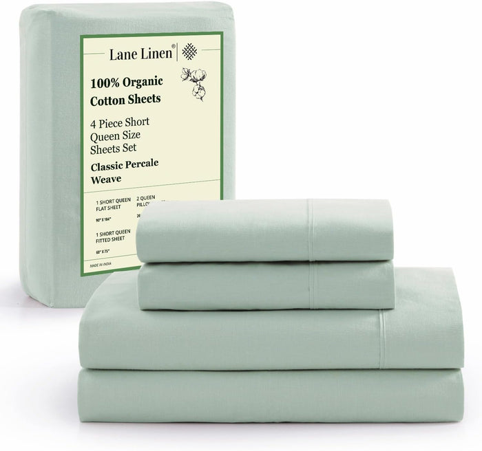 LANE LINEN 100% Organic Cotton Twin Sheets Set, 3Pc Twin Bed Sheets, Soft & Comfy Breathable Cotton Percale Sheets for Twin Size Bed, Dorm Room Essentials Low Pill Fade Resistant White Sheets