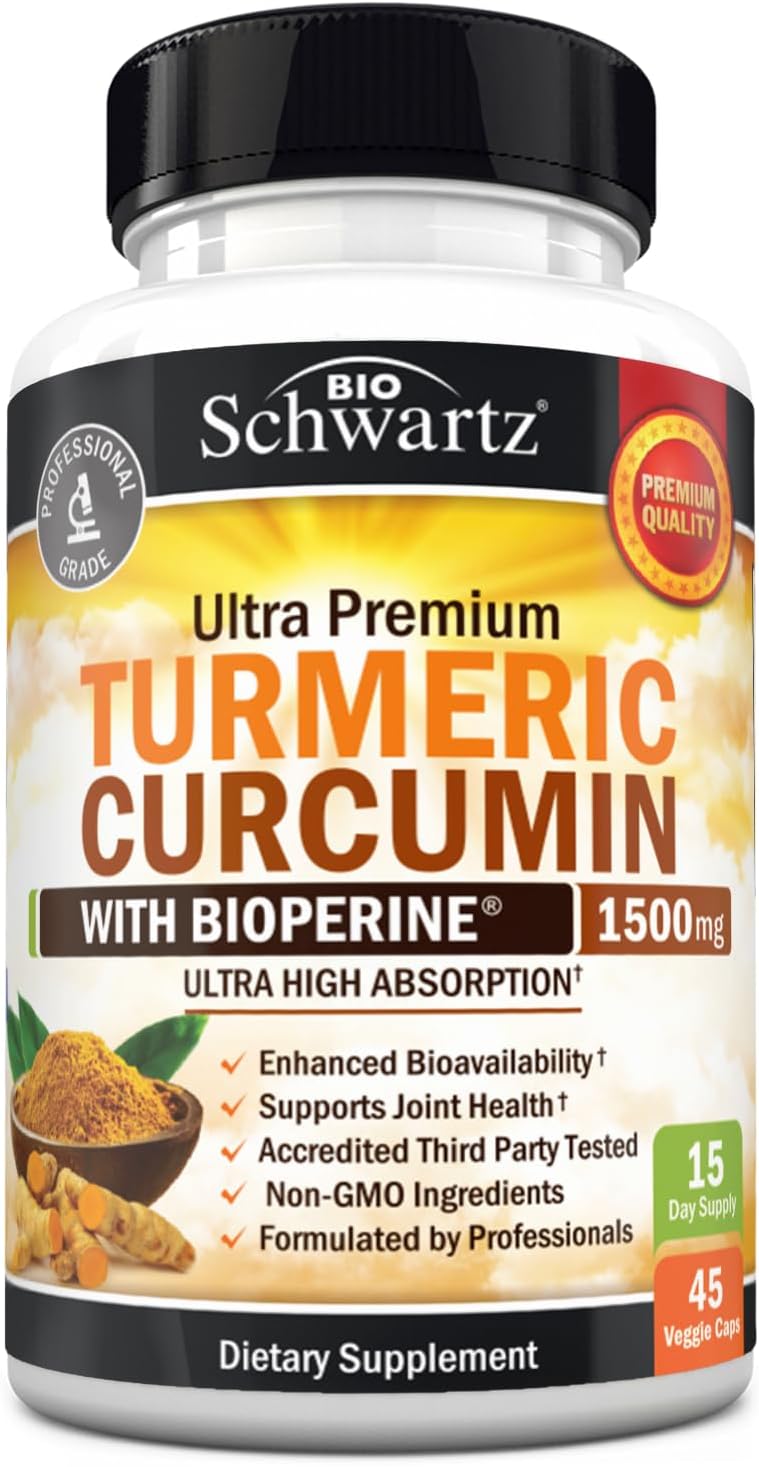 Turmeric Curcumin with Black Pepper Extract 1500mg - High Absorption Ultra Potent Turmeric Supplement with 95% Curcuminoids and BioPerine - Non GMO Tumeric Capsules for Joint Support - 90 Capsules