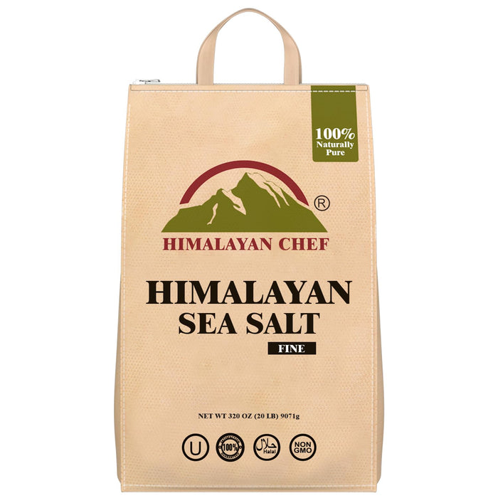 Himalayan Chef Himalayan Pink Salt - 5 lbs Fine Grain Bulk Bag - Kosher and Vegan, 100% Natural and Pure Gourmet Crystal - Contains 84 Minerals