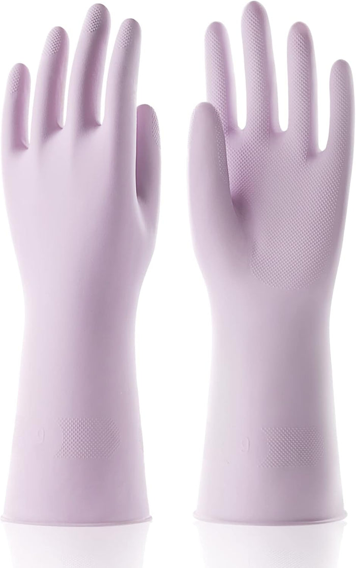 COOLJOB 3 Pairs Colorful Household Gloves with Cotton Liner & Non-slip Grip, Water Resistant Reusable Dish Washing Rubber Gloves for Kitchen & Bathroom Cleaning, Medium