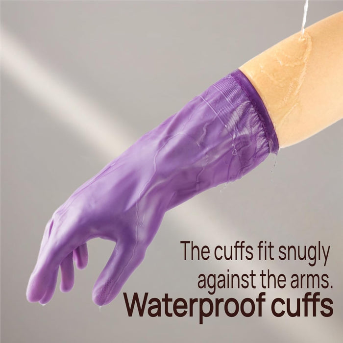 2-4Pairs Household Glove Waterproof durable Gloves for Kitchen,Reusable Cleaning Dishwashing Gloves Flocked with Cotton Liner