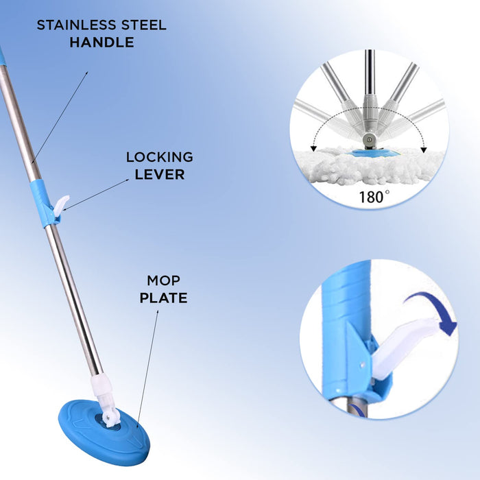 Zureni Bucket Spin Mop Stick Rod with Microfiber Refill Pocha Cleaner 360° Adjustable Easy Grip 42 Inches Long Metal Handle for Wet Floor Household Industrial Cleaning & Mopping (Random Color)