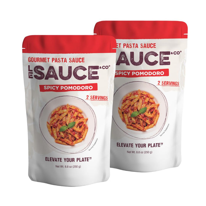Always Fresh, Two Servings, Savory Provencal Gourmet Pasta Sauce (2-pack), Le Sauce & Co., Imported Italian San Marzano Tomatoes, Tomato Sauce, Spaghetti Bolognese, All Natural Spaghetti Meat Sauce