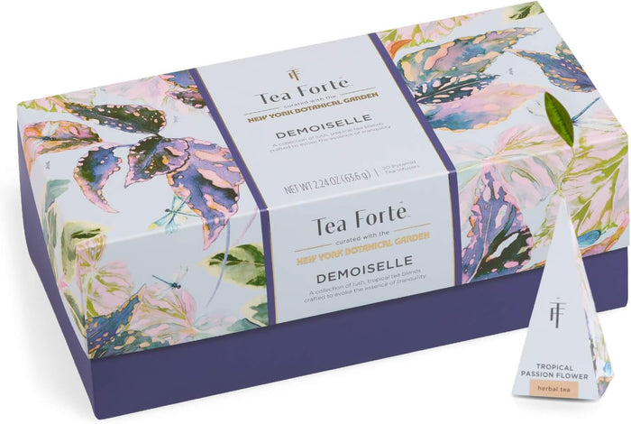 Tea Forte Tea Sampler Presentation Box, 20 Assorted Handcrafted Pyramid Tea Infuser Bags, Tea Tasting Assortment: Black, White, Green, Herbal