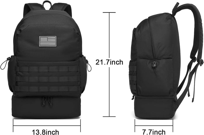 seyfocnia Gym Backpack for Men,Military Tactical Backpack Travel Bag with Shoe Compartment Lightweight Sports Gym Bag Casual Daypack-Black