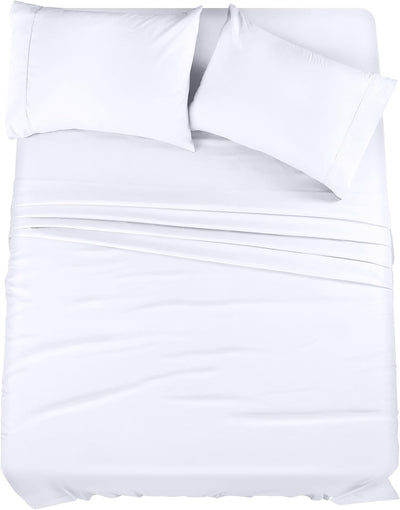 Utopia Bedding King Sheet Set 4 Piece Bed Sheets for King Size Bed, Hotel Luxury, Extra Soft, Cooling Bed Sheets - Wrinkle, and Fade Resistant (White)