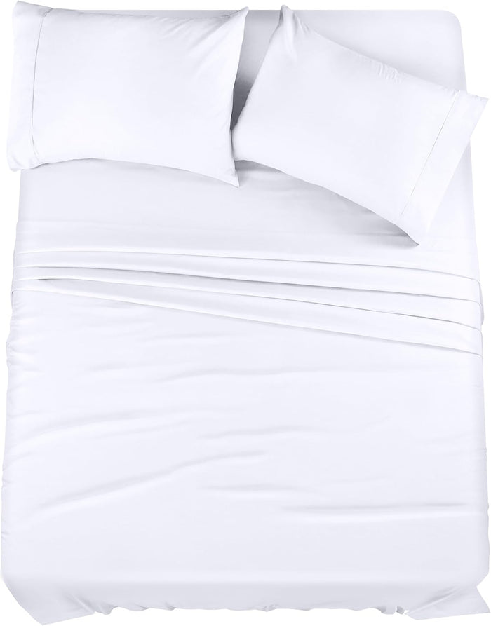 Utopia Bedding King Sheet Set 4 Piece Bed Sheets for King Size Bed, Hotel Luxury, Extra Soft, Cooling Bed Sheets - Wrinkle, and Fade Resistant (White)