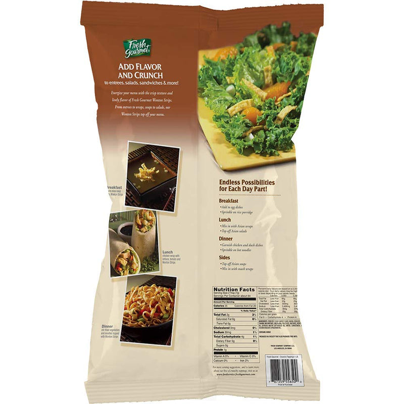Fresh Gourmet Authentic Wonton Strips | 1 Pound | Low Carb | Crunchy Snack and Salad Topper