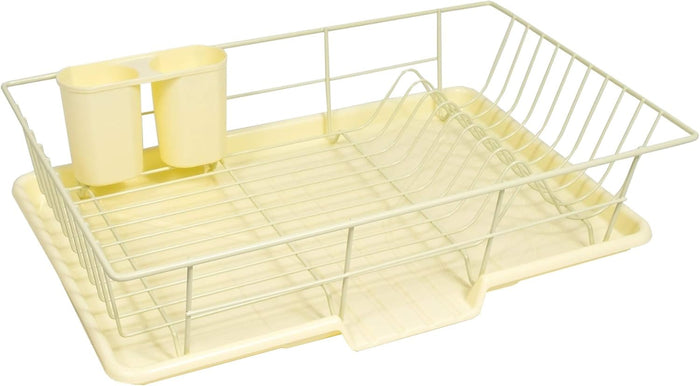 Sweet Home Collection Metal, Plasic ,Dish Drainer Drain Board and Utensil Holder Simple Easy to Use, 12" x 19" x 5", Black