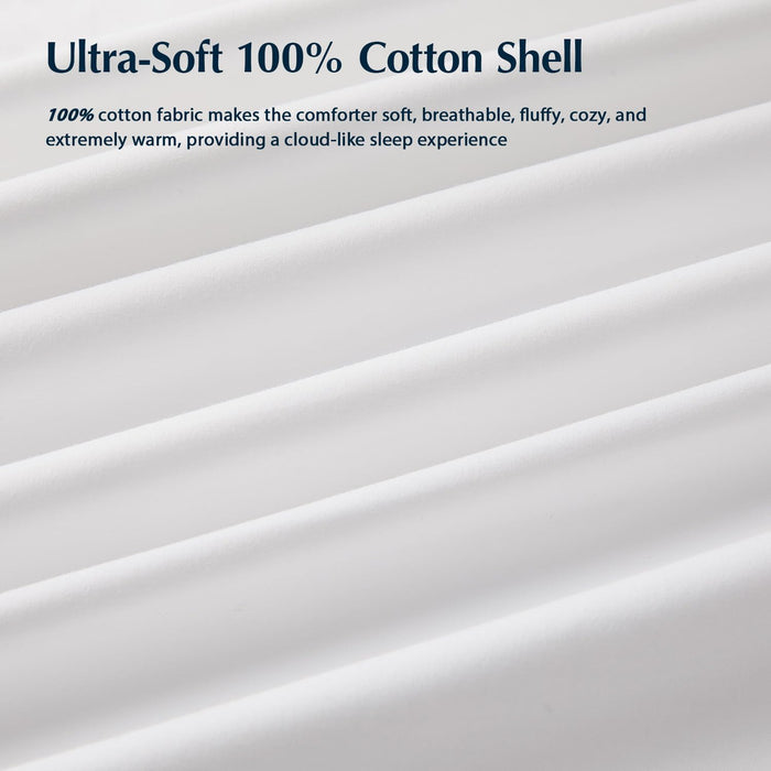PACIFIC COAST Down Comforters King Size, 100% Cotton Duvet Insert, Extra Fluffy White Comforter, Ultra-Soft, Breathable, All Season Hotel Luxury Bedding Comforters, 8 Corner & Center Loops (106"x90")