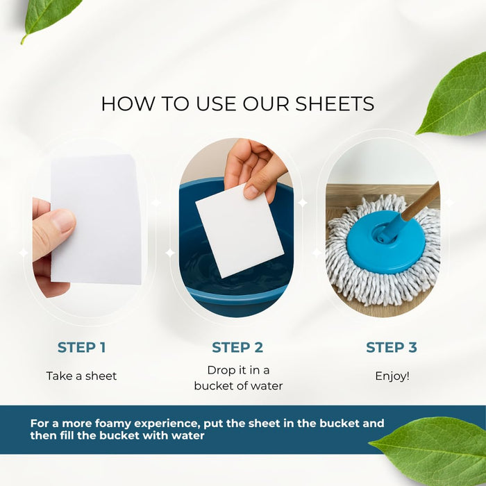 Koral Care Eco-Friendly Floor Cleaner Sheets|60 Sheets (= 2 Months)|Baby & Pet Friendly| Removes Hard Water Stains| Suitable for all surfaces -Marble, Wood etc|Free of Ammonia, Chlorine|Flower Orchard