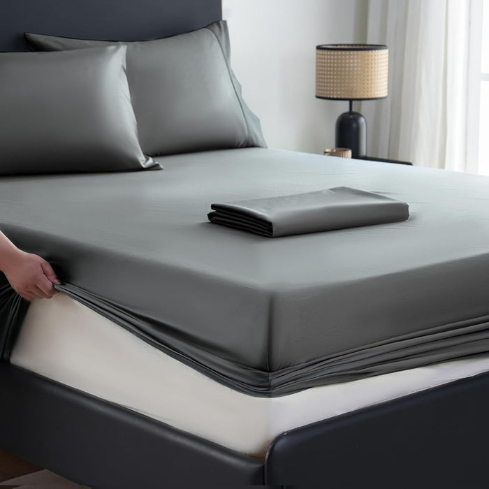 MEISHANG 1000 Thread Count Egyptian Cotton Sheets King - 100% Egyptian Cotton Sheet Set, Sateen Weave, Soft & Breathable, 16" Deep Pockets - 4 Piece (King, Dark Green)