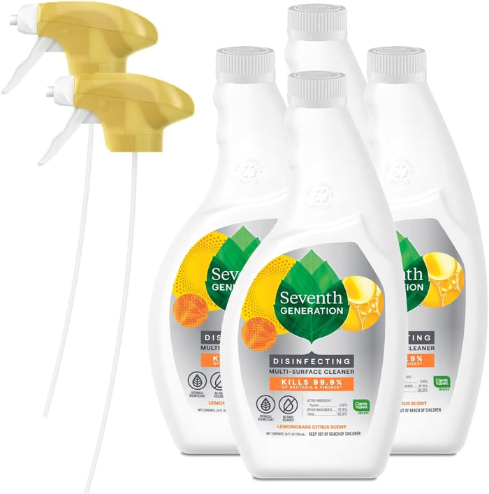 Seventh Generation All Purpose Cleaning Spray Surface Cleaner Lemon Chamomile scent Cuts Grease 23 oz, Pack of 4