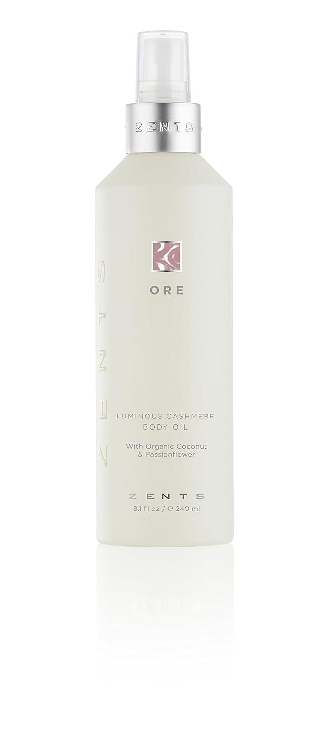 Zents Luminous Cashmere Body Oil (Earth Fragrance) | Moisturizing Body Oil with Vitamin E & Organic Coconut Oil | Softens & Smooths Skin | 8 fl oz