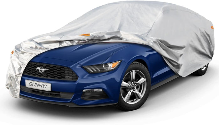 GUNHYI 6 Layers Sedan Car Cover Waterproof All Weather, 100% Waterproof Outdoor Car Covers Full Exterior Covers for Automobiles Sedan Hatch SUV Rain Sun UV Dust Protection. Size A5 (See Size Chart)