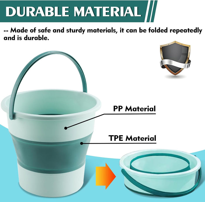 Collapsible Bucket 1.3 Gallon/5L Small Plastic Household Cleaning Mop Buckets Foldable Water Bucket for Car Wash Fishing Camping Beach (Green)