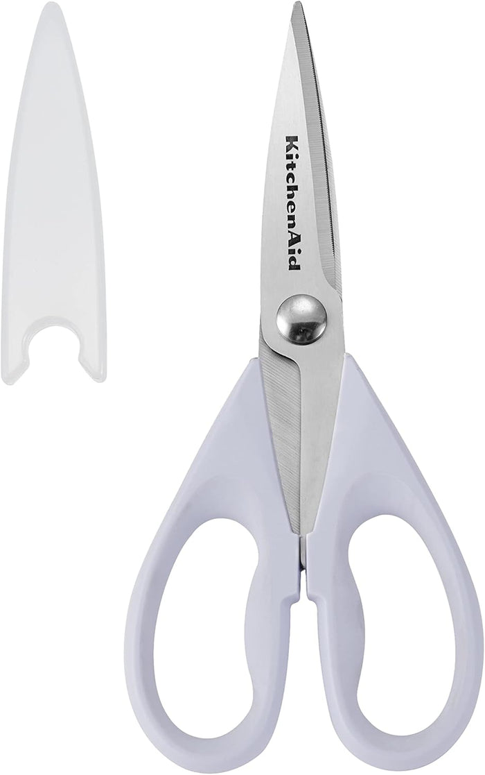 KitchenAid All Purpose Kitchen Shears with Protective Sheath Durable Stainless Steel Scissors, Dishwasher Safe, Soft Grip Comfort Handle, 8.72 Inch, Black