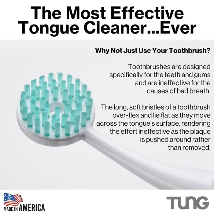 Tung Tongue Cleaning Kit, Tung Brush and Gel, Bad Breath Odor Eliminator, Halitosis Defense, USA Made (Set of 1)