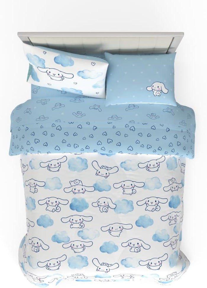 Franco Sanrio Kuromi & My Melody Bedding 7 Piece Super Soft Cozy Reversible Comforter and Sheet Set with Sham, Queen, (100% Official Licensed Product)