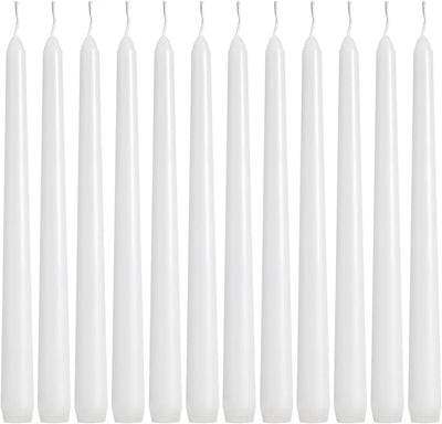 36 Pack White Taper Candles, 6-7 Hours Burn Time, Unscented and Smokeless, 4/5 x 10 Inch Dinner Candle Set for Household, Wedding, Party and Home Décor Candlesticks