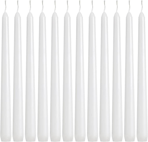 36 Pack White Taper Candles, 6-7 Hours Burn Time, Unscented and Smokeless, 4/5 x 10 Inch Dinner Candle Set for Household, Wedding, Party and Home Décor Candlesticks