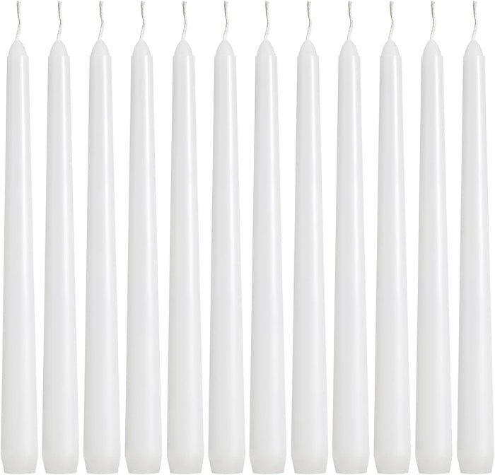 36 Pack White Taper Candles, 6-7 Hours Burn Time, Unscented and Smokeless, 4/5 x 10 Inch Dinner Candle Set for Household, Wedding, Party and Home Décor Candlesticks