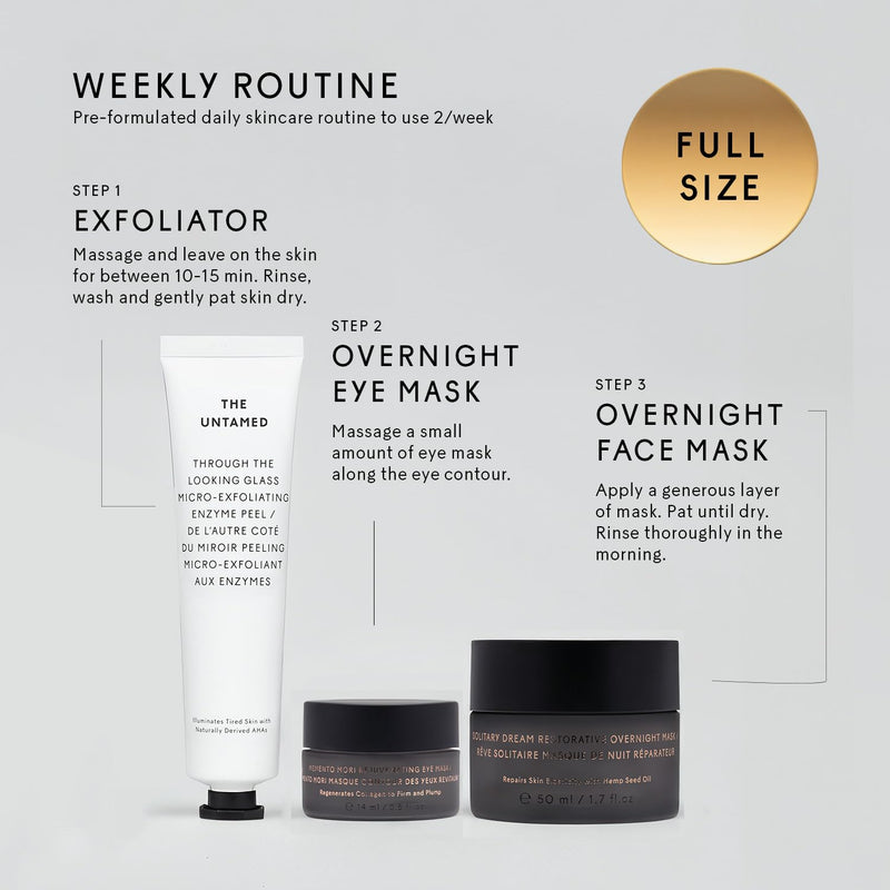 The Untamed Weekly Kit – Complete Facial Skin Care Set – Exfoliator, Overnight Eye Mask, Overnight Face Mask Helps to Hydrate, Even Skin Tone, and Reduce Wrinkles