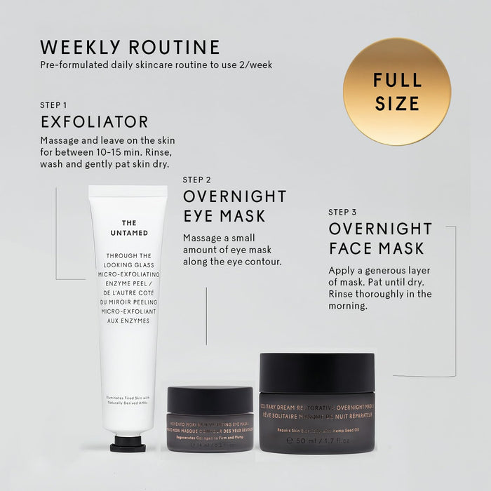 The Untamed Weekly Kit – Complete Facial Skin Care Set – Exfoliator, Overnight Eye Mask, Overnight Face Mask Helps to Hydrate, Even Skin Tone, and Reduce Wrinkles