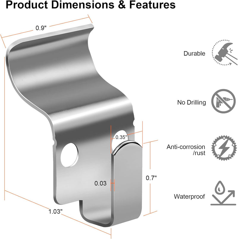 Vinyl Siding Hooks SS, Hold Up to 30lbs Siding Hooks for Hanging Outdoor, No Drilling Vinyl Siding Clips,Easy Install Rustproof Siding Clips to Hang Things for Holiday Lights, Home Decor 10 Pack