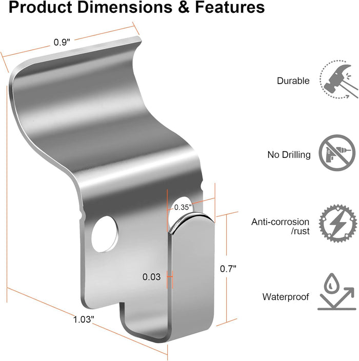 Vinyl Siding Hooks SS, Hold Up to 30lbs Siding Hooks for Hanging Outdoor, No Drilling Vinyl Siding Clips,Easy Install Rustproof Siding Clips to Hang Things for Holiday Lights, Home Decor 10 Pack