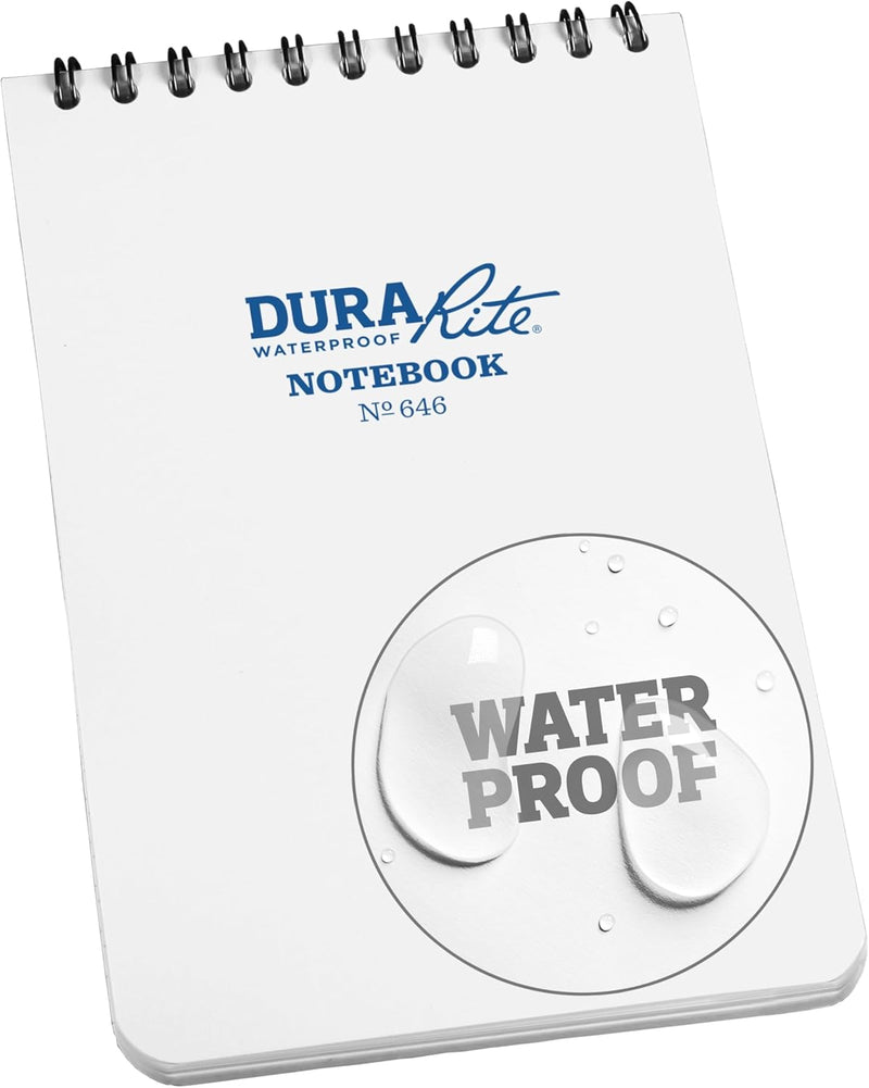 Rite in the Rain Waterproof (DURARITE) Side Spiral Notebook, 4.625" x 7", White Cover, Universal Pattern (No. 673)