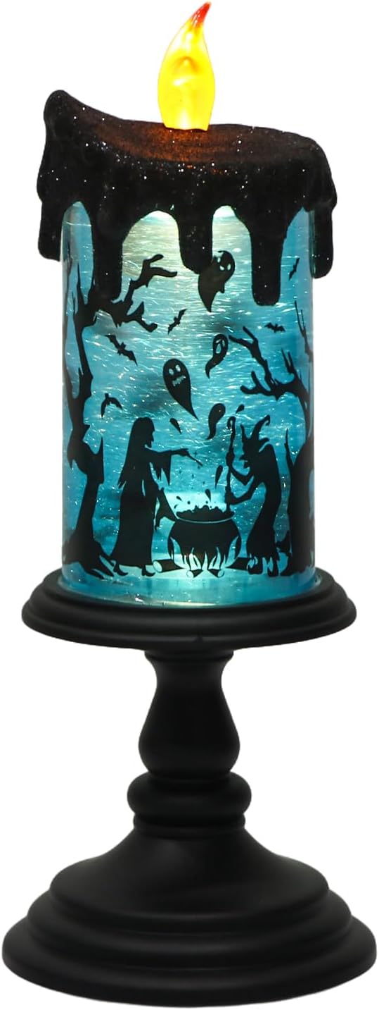 Eldnacele Halloween Snow Globe Candles Flameless Candles