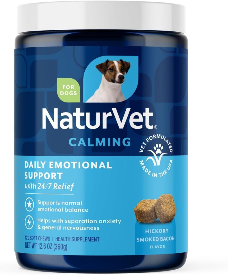 NaturVet Scoopables Emotional Support for Dogs - Daily Calming Aid Promotes 24/7 Normal, Calm Behavior - Hickory Smoked Bacon Flavored | 11oz Bag