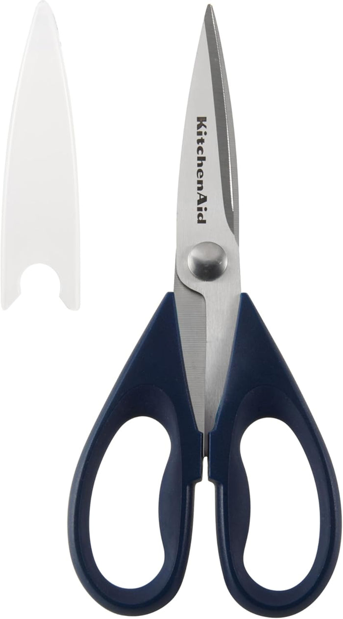 KitchenAid All Purpose Kitchen Shears with Protective Sheath Durable Stainless Steel Scissors, Dishwasher Safe, Soft Grip Comfort Handle, 8.72 Inch, Black