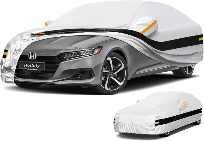 Holthly 10 Layers Car Cover Waterproof All Weather for Large SUV,100% Waterproof Outdoor Car Covers Rain Snow UV Dust Protection. Custom Fit for Chevy Tahoe, Traverse, Mercedes GLS, QX80, Patrol,etc