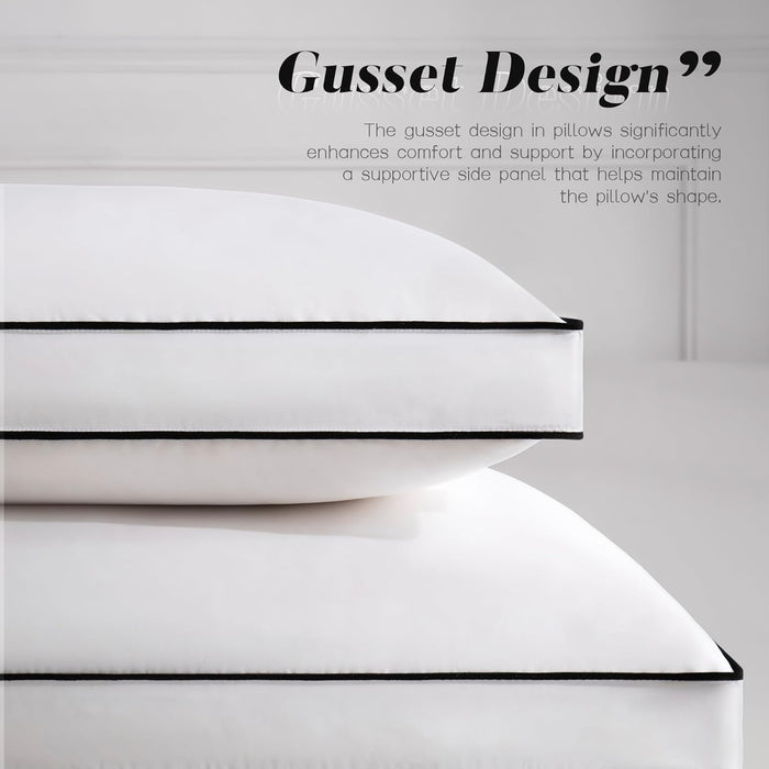 Feather Down Pillows King Size Set of 2 with Gusset, Luxury Hotel Collection Bed Pillow 2 Pack, Down Surrounded Pillows for Sleeping, Soft Fluffy for Side, Back Sleepers 20x36 in.