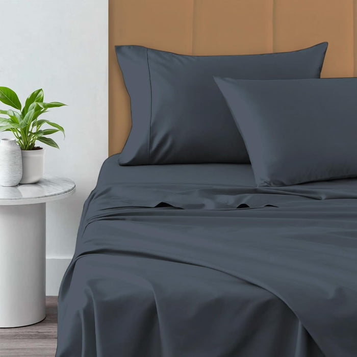 Pizuna Pure 100% Cotton Sheets King Size, 800 Thread Count Long Staple Cotton Crisp Sateen King with 15in Deep Pocket (Baby Blue Cotton Sheets King)