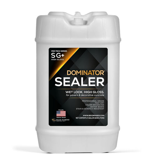 1 Gal. DOMINATOR SG+ Clear Acrylic Sealer | High Gloss Concrete Paver Sealer | Wet Look, Color Enhancing | Professional Grade | Decorative Concrete | Fast Dry | Driveway, Patio and Walkways