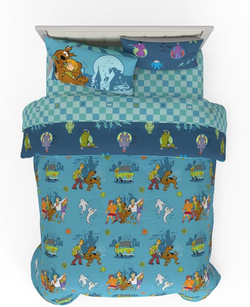 Franco Sanrio Kuromi & My Melody Bedding 7 Piece Super Soft Cozy Reversible Comforter and Sheet Set with Sham, Queen, (100% Official Licensed Product)