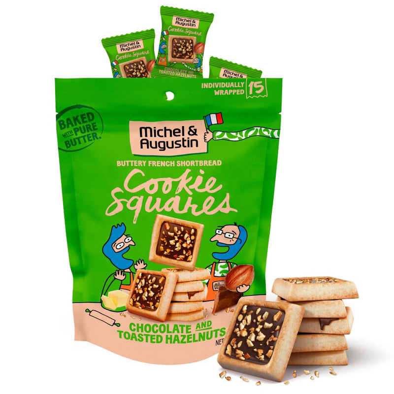 Michel et Augustin Cookies, Individually Wrapped Snacks, Gourmet Dark Chocolate & Sea Salt Shortbread, 15 French Butter Cookies