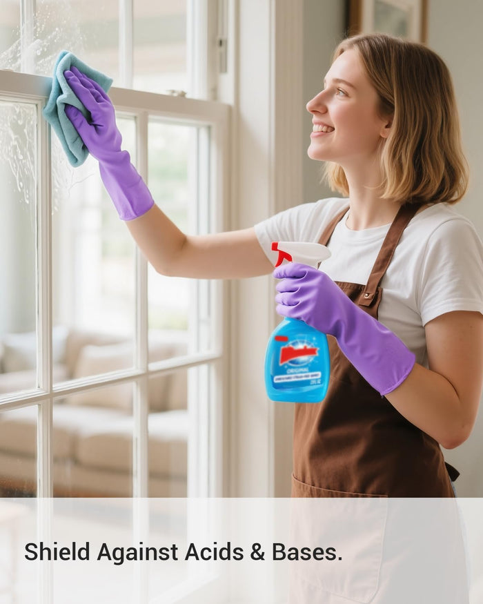 ThxToms 4 Pairs Latex Free Nitrile Cleaning Gloves, Reusable Rubber Free Gloves for Household Cleaning, Flexible and Non-Slip