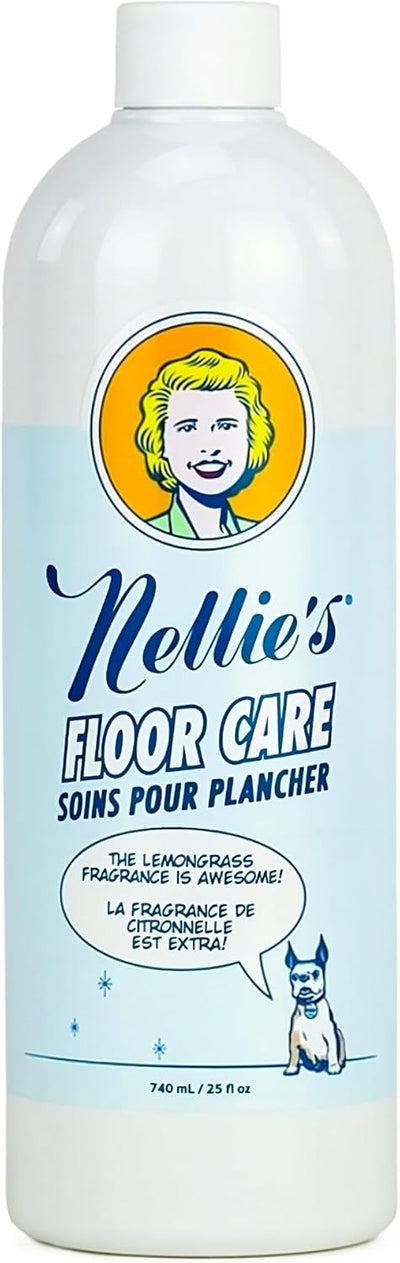 Nellie’s Floor Care – Plant-Based Floor Cleaner for Hardwood, Tile, Ceramic, and More – Effectively Lifts Dirt and Odors – Fresh Lemongrass Scent (25 fl oz) - Made in Canada