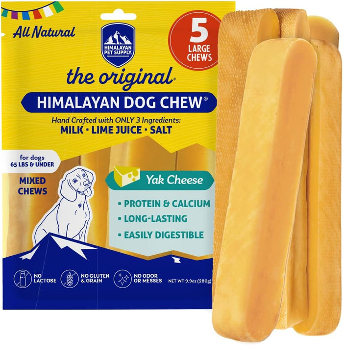Himalayan Dog Chew Original Yak Cheese Dog Chew, 3 XL/Large Sticks, 3.3 oz, Gluten Free, Healthy Dog Treats, Grain & Lactose Free 100% Natural, Long Lasting Chews for Dogs Under 65 lbs
