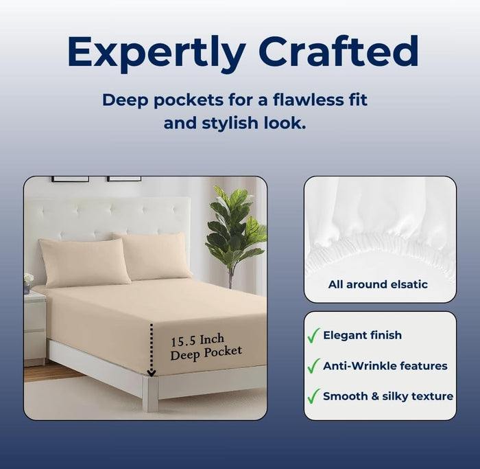 Westbrooke 800 TC Ultrafine Cotton Sheet Set - Full Size Sateen Sheets | 4 Piece Long Staple Cotton Bedding Set with Elasticized 15.5" Deep Pocket - Soft, Breathable Luxury Sheets - Silver