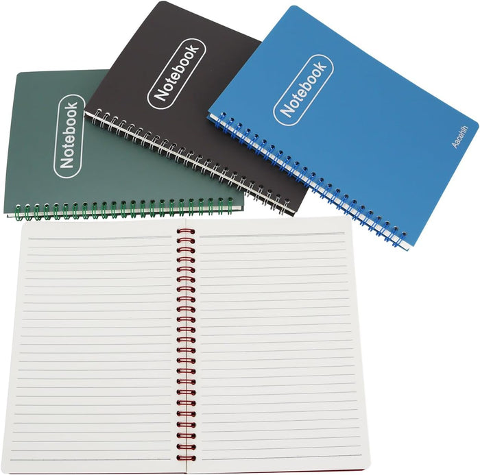 Aacehlh Spiral Notebook Set of 4, A5 College Ruled Lined Journal/Notebook,5.7'' x 8.3'',80 Sheets Per Notebook,Writing Journals for Work, Office & School Supplies. (Blue,Brown,Green,Wine red)