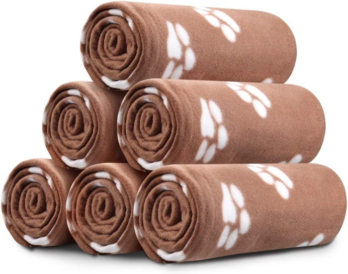Comsmart Dog Blankets for Small Dogs, 6 Pack Puppy Blanket Cute Paw Print Pet Blanket for Dog, Puppy, Cat, Kitten, 24x28 inches
